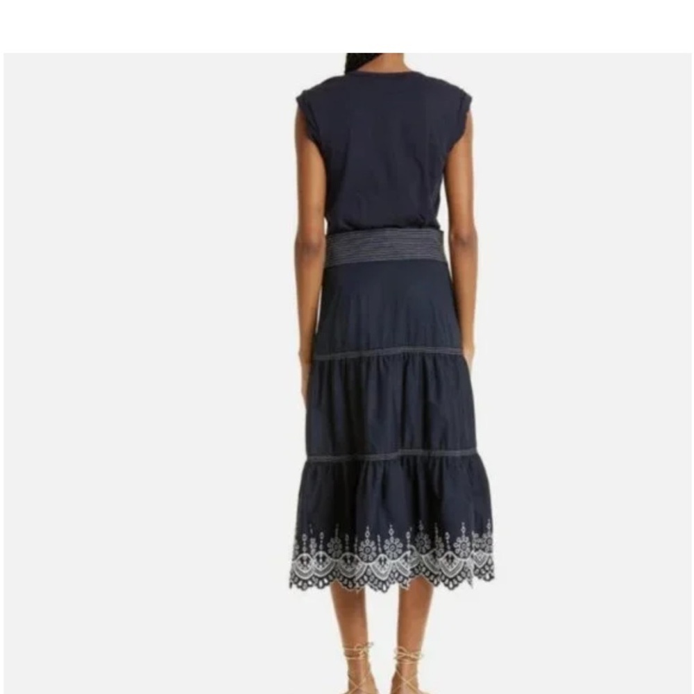 NWOT VERONICA BEARD Amaia Navy Midi Eyelet Short Sleeve Embroidered Dress Size S - Picture 8 of 11